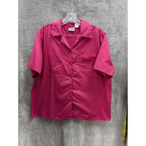 Womens Button Up Top Plus 20W Pink